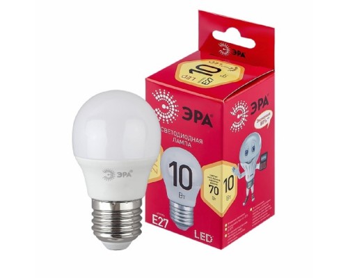 [ЭРА Светодиодные лампы] ЭРА Б0050698 Лампочка светодиодная RED LINE LED P45-10W-827-E27 R E27 / Е27 10 Вт шар теплый белый свет 