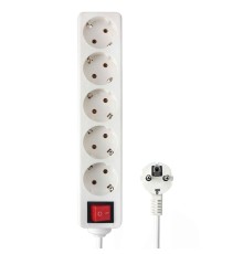 Гарнизон Удлинитель EL-NB-G5-W-3, 5р, 10А, 3м, с выкл. и заземлением, ур.защиты 1, белый, пакет (21223)