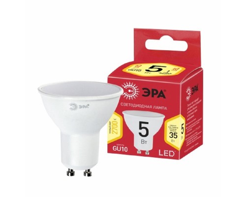 [ЭРА Светодиодные лампы] Эра Б0051852 Лампочка светодиодная RED LINE LED MR16-5W-827-GU10 R GU10 5 Вт софит теплый белый свет