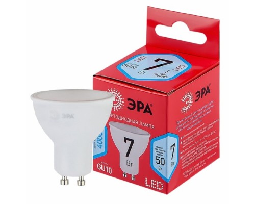 [ЭРА Светодиодные лампы] Эра Б0049640 Лампочка светодиодная RED LINE LED MR16-7W-840-GU10 R GU10 7 Вт софит нейтральный белый свет 