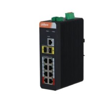 DAHUA DH-IS4210-8GT-120 10-портовый гигабитный управляемый коммутатор с PoE, промышленное исполнение, 8xRJ45 1Gb PoE, 2xSFP 1Gb uplink, суммарно 120Вт, коммутация 20 Гбит/с, MAC-таблица 8К
