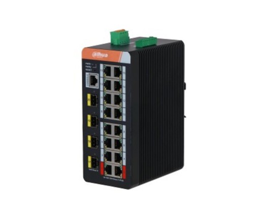 [Коммутаторы] DAHUA DH-IS4420-16GT-240 20-портовый гигабитный управляемый коммутатор с PoE, промышленное исполнение, 16xRJ45 1Gb, 4xSFP 1Gb, суммарно 240Вт, коммутация 56 Гбит/с, MAC-таблица 8К