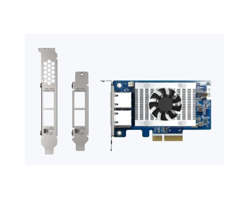 [Дисковый массив] Сетевая карта/ QNAP QXG-10G2T-X710 LAN Expansion Card, PCIe Gen3 x4, Two 10GbE (10G / 5G / 2.5G / 1G / 100M)) Ports with SR-IOV and iSCSI, Block-based, Supports Multiple Virtual Disk Modes