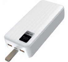 Perfeo Powerbank WATERFALL 30000 mAh/LED дисплей/PD + QC 3.0/Type-C/2 USB/Выход: 5A, max 22.5W/White (PF_D0176)