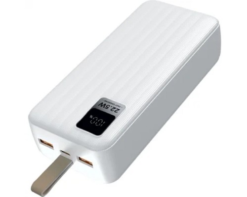 [Аксессуар] Perfeo Powerbank WATERFALL 30000 mAh/LED дисплей/PD + QC 3.0/Type-C/2 USB/Выход: 5A, max 22.5W/White (PF_D0176)