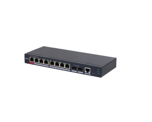 [Коммутаторы] DAHUA DH-S4210-8GT-110 10-портовый гигабитный управляемый коммутатор с PoE, уровень L2, 8xRJ45 1Gb PoE, 2xSFP 1Gb, суммарно 110Вт, коммутация 20 Гбит/с, MAC-таблица 8К, металл
