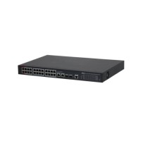 DAHUA DH-S4228-24GT-240 28-портовый гигабитный управляемый коммутатор с PoE, уровень L2, 24xRJ45 1GB PoE, 2xRJ45 1Gb, 2xSFP 1Gb, суммарно 240Вт, коммутация 56 Гбит/с, MAC-таблица 8К