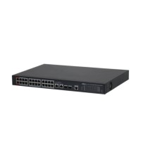DAHUA DH-S4228-24GT-240 28-портовый гигабитный управляемый коммутатор с PoE, уровень L2, 24xRJ45 1GB PoE, 2xRJ45 1Gb, 2xSFP 1Gb, суммарно 240Вт, коммутация 56 Гбит/с, MAC-таблица 8К
