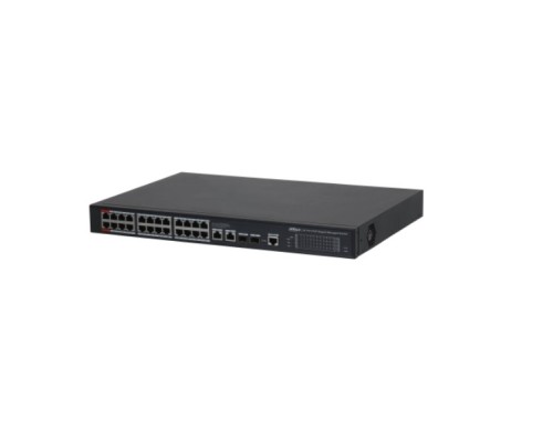 [Коммутаторы] DAHUA DH-S4228-24GT-240 28-портовый гигабитный управляемый коммутатор с PoE, уровень L2, 24xRJ45 1GB PoE, 2xRJ45 1Gb, 2xSFP 1Gb, суммарно 240Вт, коммутация 56 Гбит/с, MAC-таблица 8К
