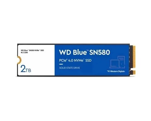 [накопитель] WD SSD Blue SN580 NVMe, 2000GB, M.2(22x80mm), NVMe, PCIe 3.0 x4, 3D TLC, WDS200T3B0E